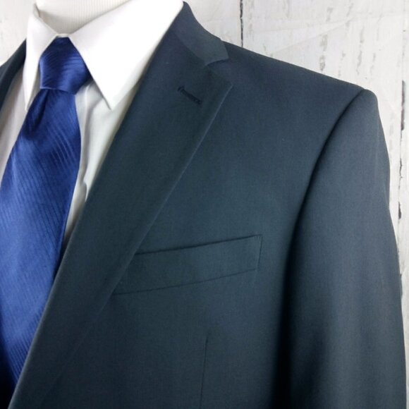 Marc Ecko 40L 2 Button Blue Suit Blazer Jacket - Picture 4 of 14